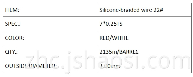 Silicone-braided wire 22# red/white